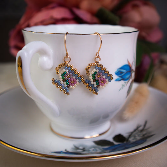 14K Gold Filled Floral Teacup Earrings