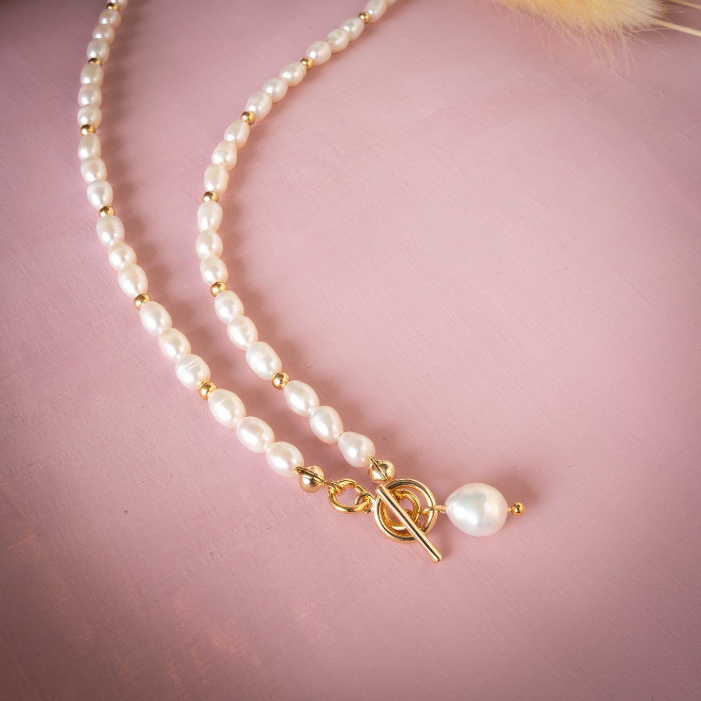 Rice Pearl Necklace with Pearl Pendant