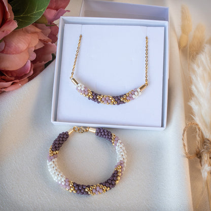 Lila Dark Purple Necklace and Bracelet Set