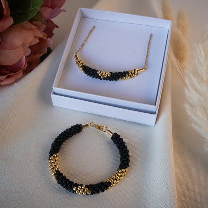 Midnight Geo Necklace and Bracelet Set